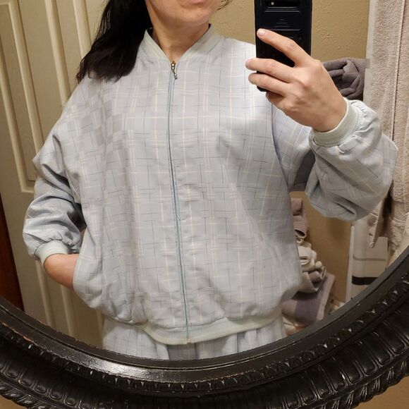 2 Piece Vintage Golf Outfit - Blue & Cream Jacket & Shorts - Picture 4 of 16